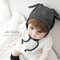 Male baby ear cap spring and autumn cute baby hat 0-3 months super cute newborn baby fontanelle body cap
