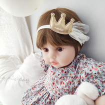 Golden Crown baby hair belt baby year old headdress baby girl cute Super Cute Princess head gauze baby hair accessories