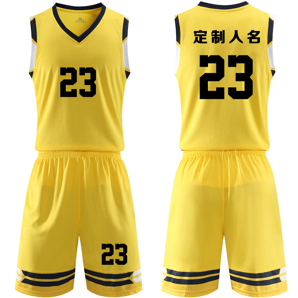 Basketball clothes suit men's custom jerseys summer vest competition training team uniforms for printed word jersey 1901 yellow