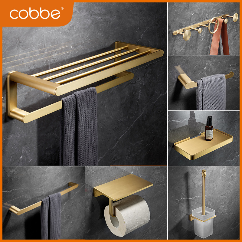 Cabbé towel rack full copper gold bath towels Bathroom Hardware Pendant Suit Makeup Room Light Lavish Bathroom Shelve