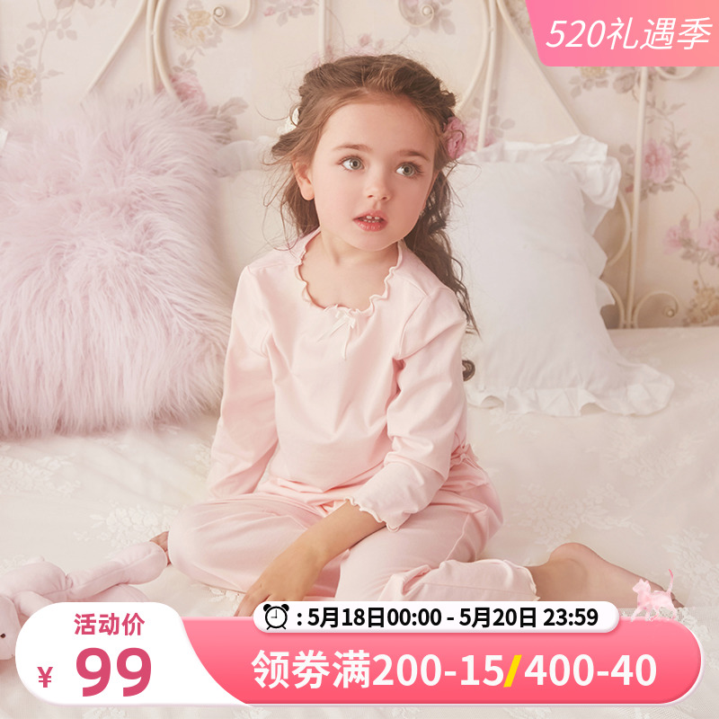 RoseTree Children Sleepwear Spring Autumn Season Long Sleeves Girl Princess Baby Girl's air conditioning Thin Family Clothes