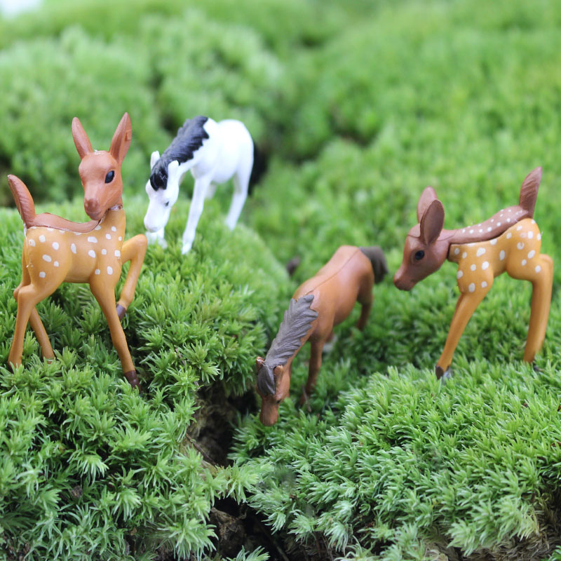 Moss microlandscape mini white brown pony Diy decoration Little deer zebra pot facade a steeper