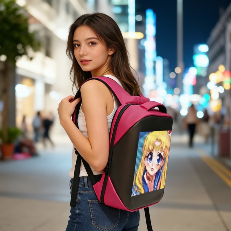 Full-Color Led Screen Backpack with Customizable Patterns and Text, Luminous Backpack for Outdoor Promotion, Driving, Waterproof Backpack