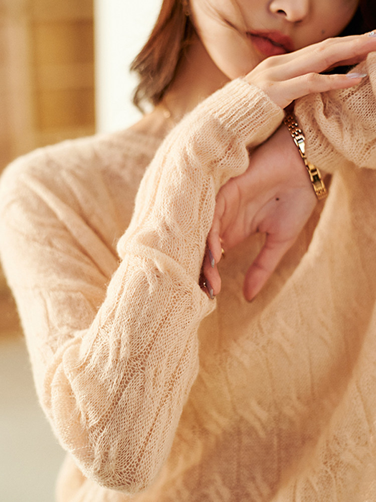 Early cotton fairy mohair very fairy light and wooly mohair sweater slightly transparent twist pullover sweater