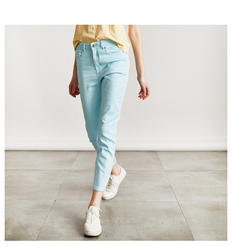 Đầu tiên cotton 2018 mùa thu mới mỏng chín điểm jeans nữ chân quần màu chín quần của phụ nữ quần đơn giản E quần áo thời trang nữ