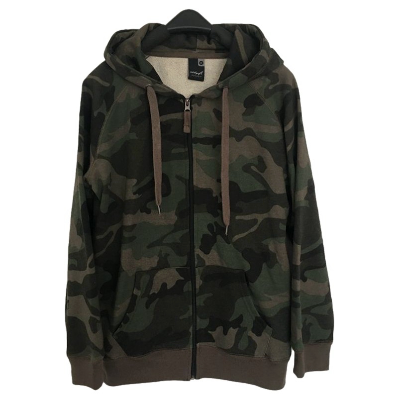Cool and Stylish Hip-Hop European and American Style Oversized Camouflage Hooded Casual Jacket for Men and Women, Couple Style, Zipper, Pure Cotton Terry 