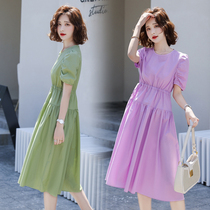 Pregnant woman dress summer dress 2021 cover pregnant belly summer pregnant long dress over knee sweet avocado green summer skirt