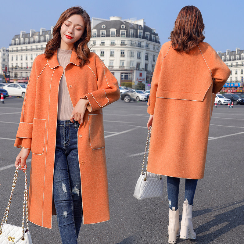 Pregnant woman's fur coat medium long version Korean version 2021 autumn winter clothing new loose with kneecap thickening of sub-large clothes winter