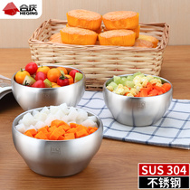 304 Stainless Steel Bowl Household Double Insulated Rice Bowl Children Anti-hot Bowl Soup Bowl Thickened Anti-Fall Adult Tableware Bowl