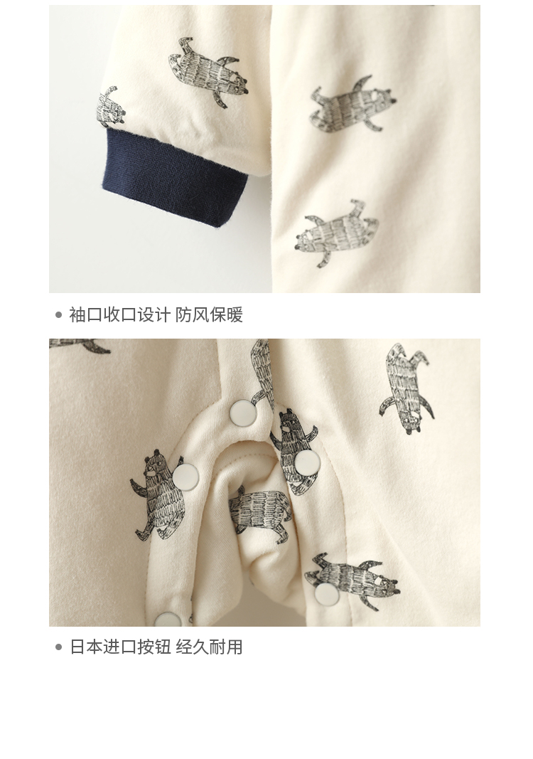 Papa leo núi mùa thu và mùa đông nam nữ dày jumpsuit cotton bé áo ấm leo núi cotton áo khoác 0-3 tuổi bộ body suit