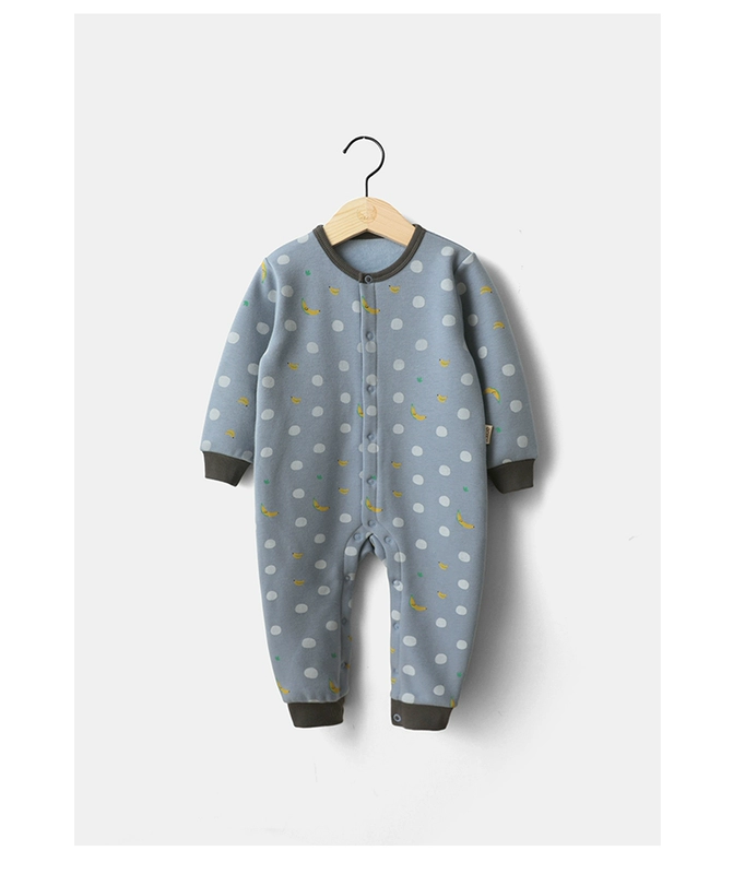 Papa leo núi mùa thu và mùa đông cho bé jumpsuit nhung ấm và nhung bé romper dày 0-3 tuổi body dài tay bé trai
