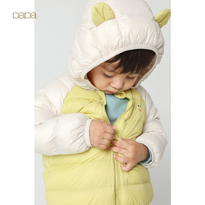 Papa leo mùa thu và mùa đông bé trai và bé gái ấm xuống áo khoác bé mui xe edire nhẹ xuống áo khoác 0-5 tuổi.
