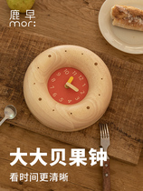 Luzao solid wood wall clock baking series bagel clock living room wall clock log simple silent wall clock creative decoration