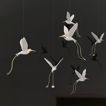 Shopping mall pendant simulation white hummingbird venue decoration props flying wings resin ornaments bird crafts creativity