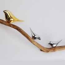 Creative home three-dimensional wall stickers ornaments wall ornaments abstract bird sofa background wall decoration electroplating bird