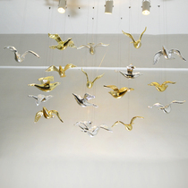 Ceiling sky hanging decoration hotel dining creative hanging decoration environment decoration resin plating curved wing bird pendant
