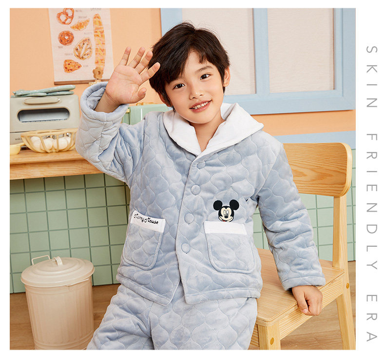 三枪 儿童秋冬加厚银狐绒夹棉家居服套装 天猫优惠券折后￥69包邮（￥299-230） 男、女童110~170码多款可选