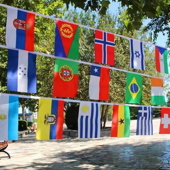 Flags of the World, No. 7 and No. 8 Hanging Flags, Foreign String Hanging Flags, Bar Sports Lottery Mall Five-Star Red Flag Decorative Flags