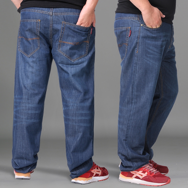 Elastic Jeans for Men, Summer Thin Style, Extra Large Size, Loose Fit, High Waist, Straight Leg, Middle-Aged Dad Pants, Plus-Size Elastic Jeans for Men, Summer Thin Style, Extra Large Size, Loose Fit, High Waist, Straight Leg, Middle-Aged Dad Pants, Plus-Size
