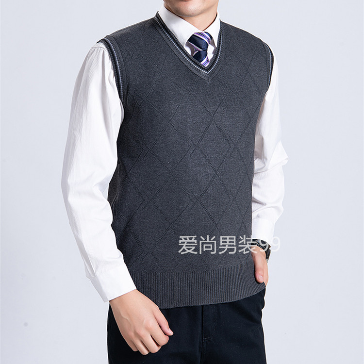 Áo len dệt kim nam cổ chữ V dày không tay áo len đan áo vest vest cỡ lớn đồ vét nam
