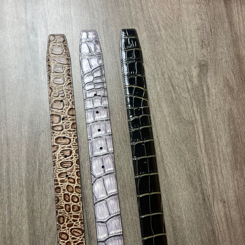3.4cm Headless Perforated Hand-Rubbed Color Imported Crocodile Belly Leather Belt Without Buckle Pure Crocodile Leather Belt 3.4cm Headless Perforated Hand-Rubbed Color Imported Crocodile Belly Leather Belt Without Buckle Pure Crocodile Leather Belt