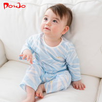 Pu Qiao baby thin clothes set baby base cotton pajamas cotton two-piece boy spring and autumn