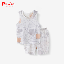 Piduqiao small vest cotton suit 0 summer boys and girls 1 baby clothes 2 baby 3 years old shorts two sets