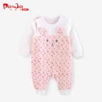 Piyou Qiao autumn and winter clothes baby conjoined clothes newborn baby clothes thickened warm clothes go out to Ha clothes climbing women
