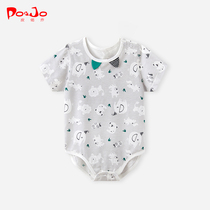 Piao Qiao summer newborn baby clothes for men and women baby jumpsuits shirt shirt triangle ha clothes thin summer