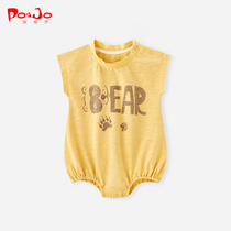 Piao Qiao summer clothes baby conjoined clothes men and women babies out of the bag net red cute triangle ha clothes summer