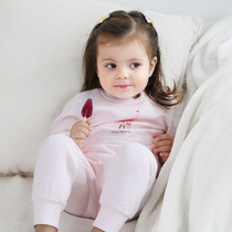 Leather Jo Girl Baby Autumn Clothes Autumn Pants Suit Pure Cotton Baby Clothes Warm Lingerie Monk Clothes Autumn Winter 0123 Years Old