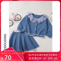 Childrens clothing girls sweater children fashion autumn clothes 2021 new baby spring and autumn cardigan foreign jacket Korean suit