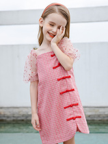 Hanfu girls foreign style dress original costume Super fairy bubble sleeve children cheongsam summer mother dress
