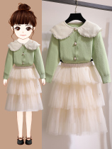 Bei Bei Ding girl coat with skirt is very foreign style 2021 new spring and autumn children fashionable womens baby sweater