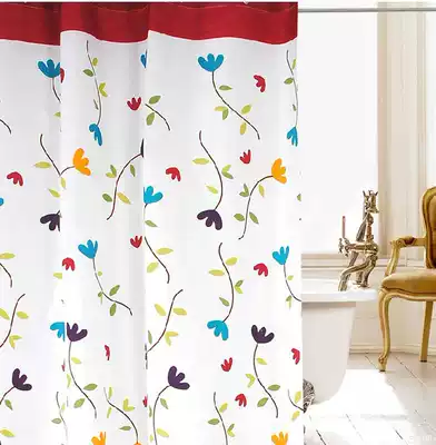 Lanzhi flower high-grade polyester fiber shower curtain waterproof thickening mildew proof opaque shower curtain set non-perforated telescopic rod straight type