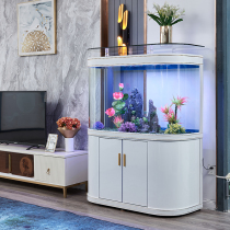 Light extravagant minimalist fish tank Living room Home Large bottom filtration office leaning against wall Eco Glass Aquarium New