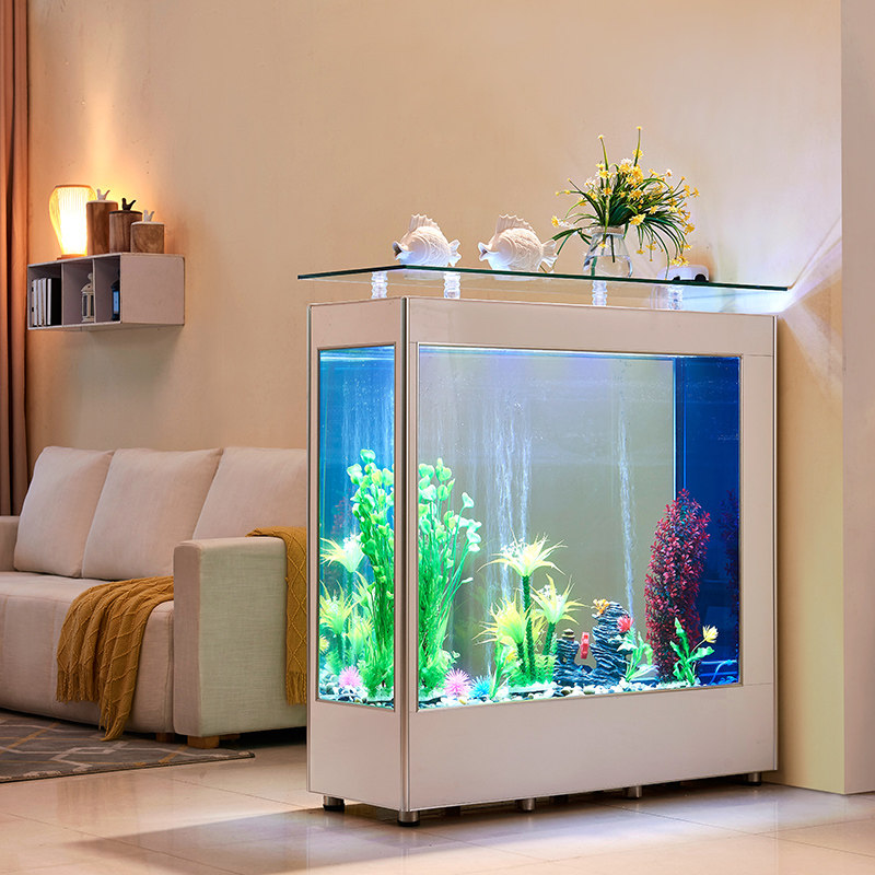 Fish tank living room home rectangular simple modern large and medium-sized glass aquarium ecological water barrier 1 2