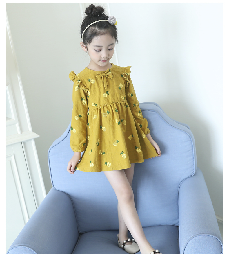 Váy bé gái mùa thu 2018 mới nữ dài tay trẻ em công chúa bé bông cotton mùa xuân và mùa thu Hàn Quốc váy đầm trẻ em 13 tuổi