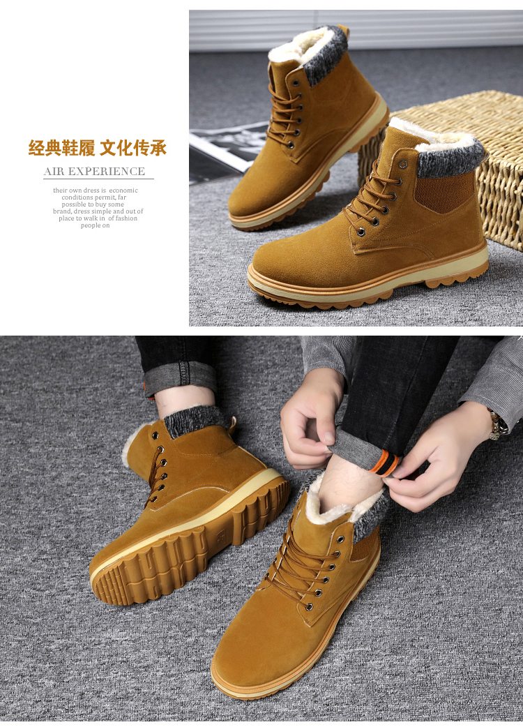 Giày tuyết mùa đông giày nam cộng với giày nhung cotton nam không thấm nước đệm ấm Martin ủng cotton ngắn phiên bản Hàn Quốc của thủy triều sinh viên giày boot nam cao cổ hàn quốc