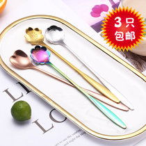 ins Flower long handle mixing spoon Stainless steel spoon Western coffee mixing spoon Pudding mini dessert spoon