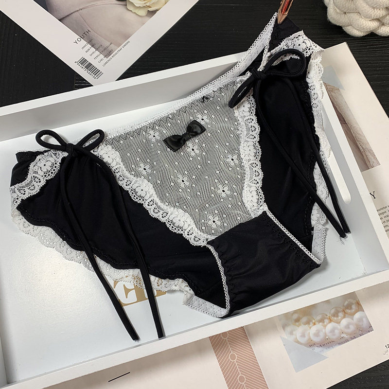 European and American bows comfortable and breathable Japanese lace sexy girly cute cotton crotch straps sweet briefs