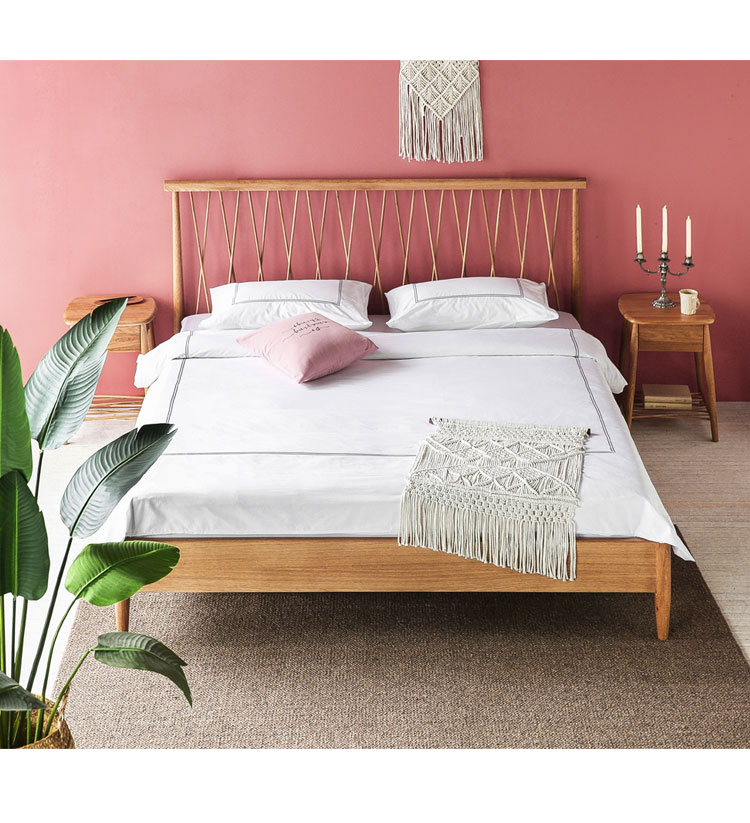 Han Shu-off ổ cắm gia Bắc Âu Windsor bohemian sồi trắng gỗ rắn giường đôi - Giường giường có hộc tủ
