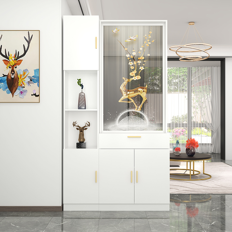Solid Wood Screen Partition Shelf for Entryway, Living Room Facing the Front Door, Modern Minimalist Shoe Cabinet, Entryway Cabinet Integrated