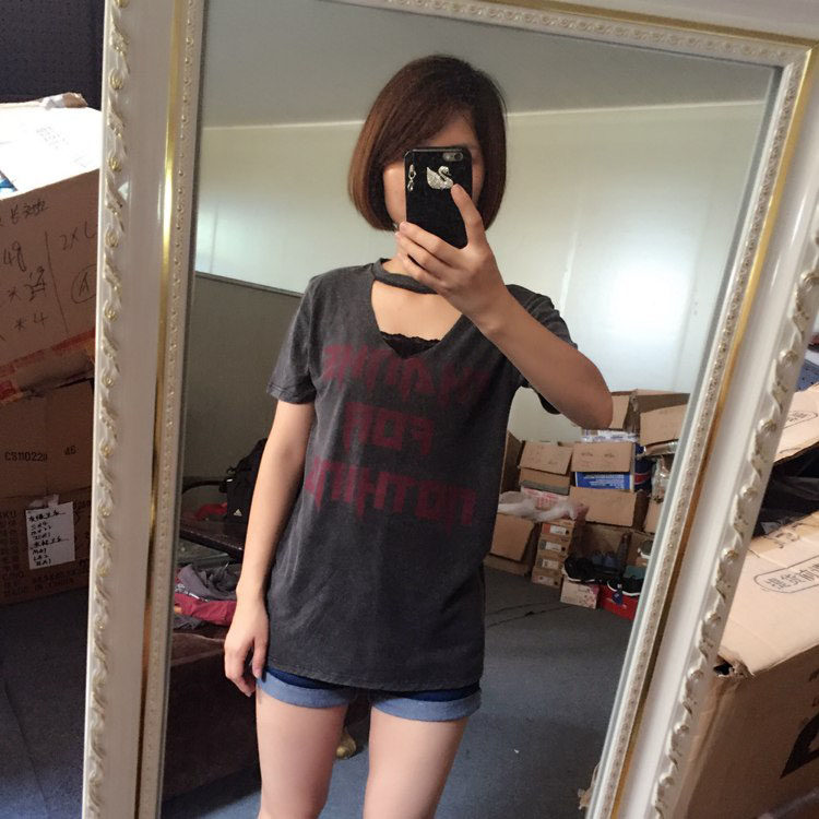 TF Factory Shop] Order outlet Summer Ladies short sleeve T-shirt Fashion comfort V collar A73-79