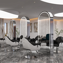 Net Red Barber shop hairdressing shop mirror table double-sided hair salon dedicated simple floor-to-ceiling mirror cabinet integrated European Wall