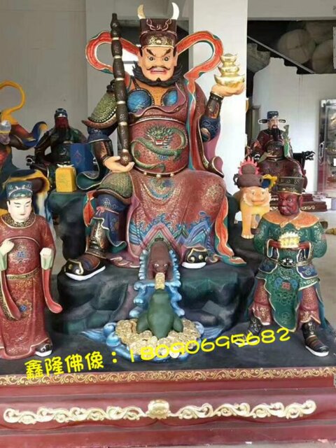 Wu Wealth God Zhao Gongming Five-Way God of Wealth Zhao Yuanshuai God of Wealth Wen Wealth Resin Frp Wood Carving Copper Carving Ornament