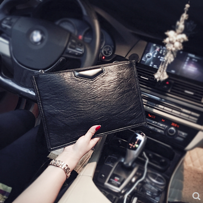 New minimalist men's hand grip bag trending leather envelope hand grab bag casual multipurpose men's single shoulder inclined cross-package-Taobao