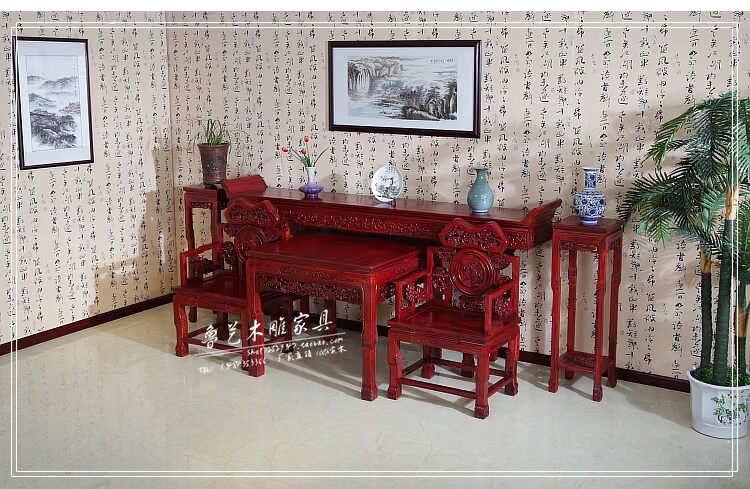 Trung Quốc cổ gỗ rắn đồ nội thất Nam Elm Ganoderma lucidum Zhongtang trường hợp Tám người bất tử bảng Zhongtang bốn mảnh bộ Zhongtang sáu mảnh - Bàn / Bàn 	bộ bàn ghế gỗ tân cổ điển	