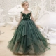 Cho thuê váy dạ hội cho bé gái Mô hình catwalk váy dài cho thuê bé gái sân khấu trình diễn váy dài xanh - Váy trẻ em trang phục đi tiêc trẻ em cao cấp