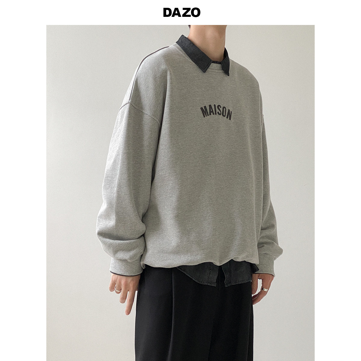 DAZO stereo printing round cotton T men loose trend and autumn tide in the hat long sleeve coat